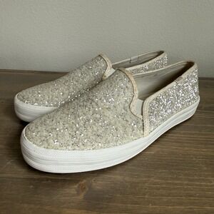 Keds x Kate Spade Bridal Womens 8.5 Cream White Double Decker Slip On Sneakers